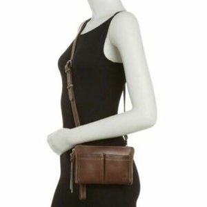 Frye Mindy Leather Stadium Bag Messenger Convertible Wristlet Bag NWT